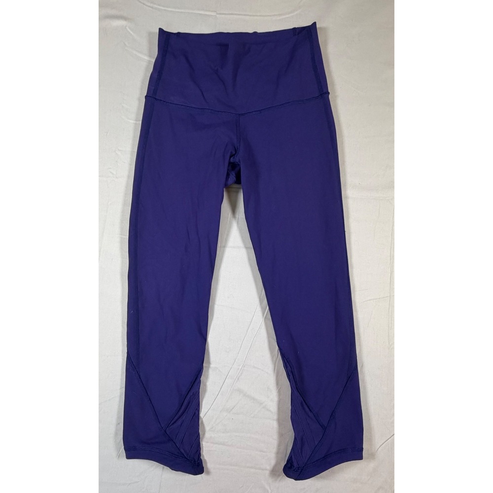 Lululemon High Rise Mesh Crop Leggings Purple Size 6 Activewear Yoga Tights